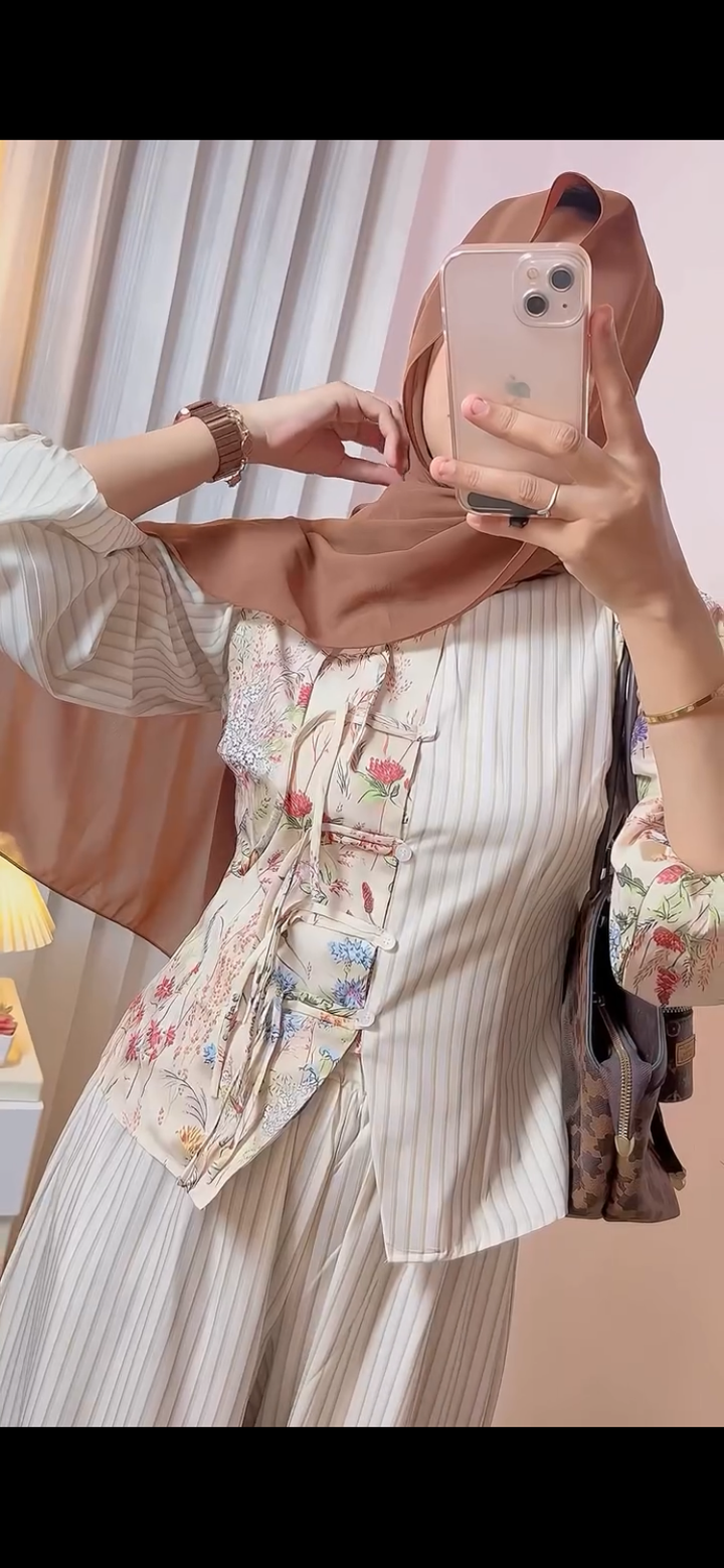 FLOWER STRIP SHIRT SKIRT